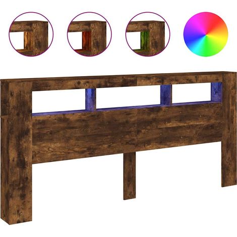 LED-Kopfteil Räuchereiche 220x18,5x103,5 cm Holzwerkstoff vidaXL