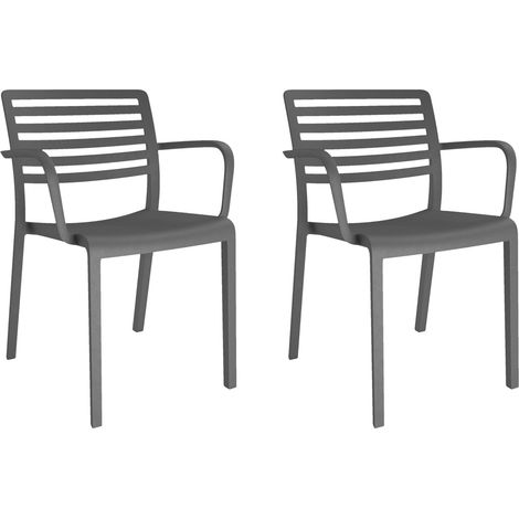 Set 2 sillas con brazos interior, exterior gris oscuro LAMA Resol
