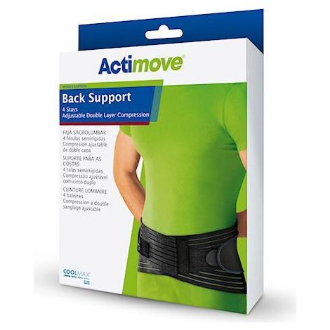 ACTIMOVE SE Tutore lombosacrale con 4 immobilizzatori in acciaio e cinghie di serraggio taglia XXL nero (114cm - 124cm) (7554124) (k=12)