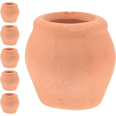 6 Stück kleine runde Keramik Tontöpfe mit Abflussloch und