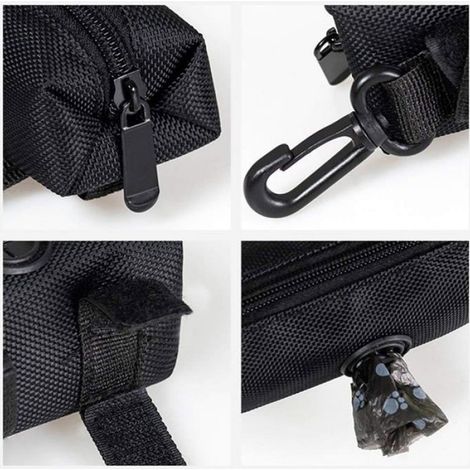 2 Pièces Distributeur de Sacs à Déjections Canines Noir Crochet Puissant Fermeture Éclair Métallique (1/4)
