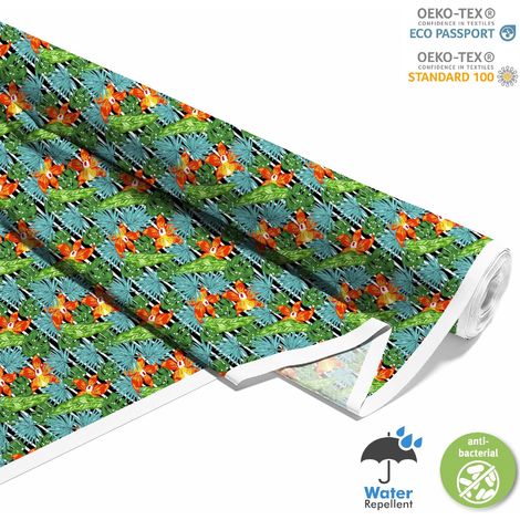 TESSUTI DECORATIVI PER ESTERNI OXFORD - Motivo fiori e foglie sulle strisce (1/5)