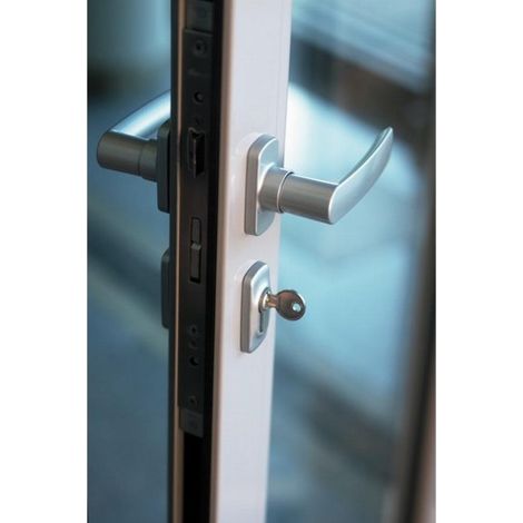 Doppelter Türdrücker Hera FAPIM Quadrat von 8 - Profil 40 bis 55 mm - Aluminiumgrau - 2041IG5