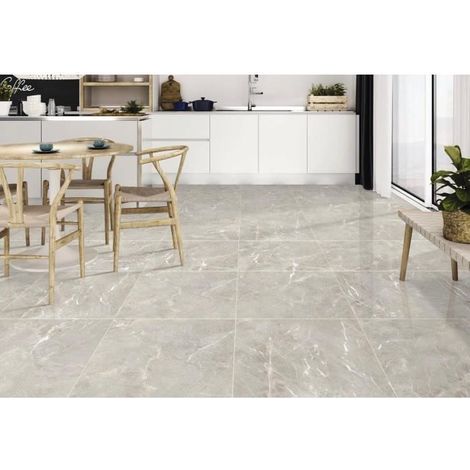 Carrelage effet brillant 60x60 coleur gris modèle Jiniva Natural Brillant - Paquet de 1.44 m2