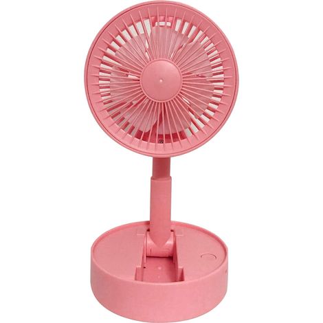 Mini ventilateur portable rechargeable pour bureau, maison, camping en extérieur, rotation à 180°, 3 vitesses (rose) (1/5)