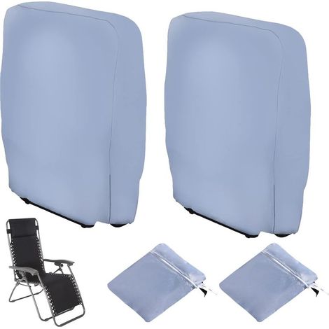 2 fundas protectoras para tumbonas plegables, resistentes al viento, a los rayos UV y al agua. Fundas para sillas de jardín plegables, funda para tumbonas de jardín, con bolsa de transporte (gris). (1/4)