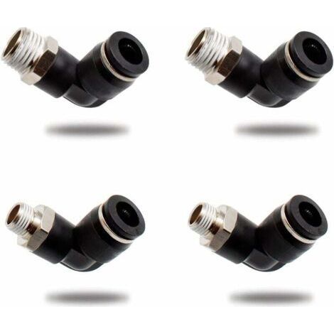 4 Pieces Pneumatic Fitting, Two Different Designs (8MM × 1/4" and 8MM × 1/8") Male Thread Pneumatic Connectors, Black (1/4)