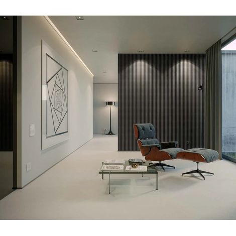 Panneau Mural Acoustique en Bois - 240x60,5x2,2 cm - Chene Fonce - A Lattes - Panneau Tasseau de Bois Naturel (1/5)