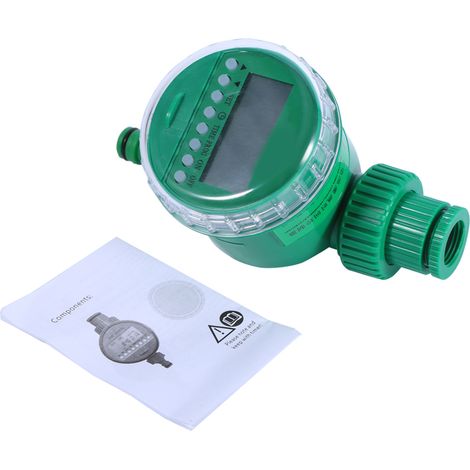 Programmateur d'arrosage automatique LCD étanche pour jardin, programmable avec robinet 3/4" et sortie hose 1/2", plastique durable vert (1/5)