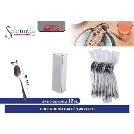 Set 12 Cucchiaini Caffè da Tavola in Acciaio Inox Twist Ice Salvinelli