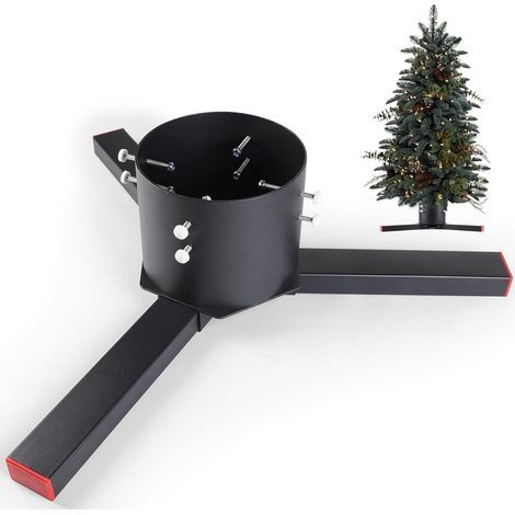 Pied de Sapin de Noël Réglable Ø8-14cm, Support Sapin de Noel Métal Amovible pour Vrais Sapins 160-260cm, Support de Base de Sapin de Pin pour en Extérieur et en Intérieur, Noir (1/5)