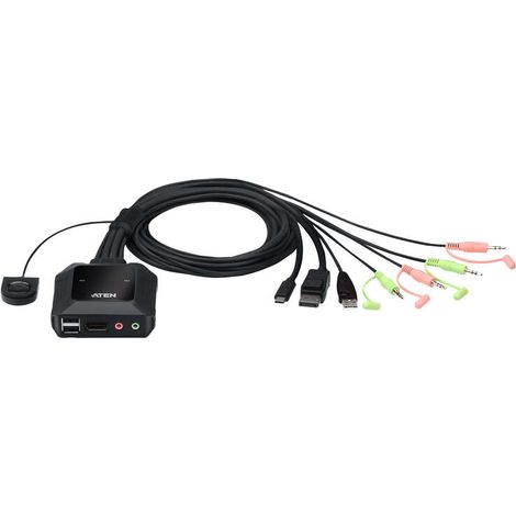 Aten Switch Kvm En Formato Cable Híbrido Displayport De 2 Puertos Usb-c (1/4)
