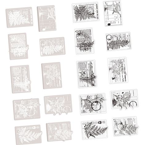 20 autocollants décoratifs pour manuel, motif fleurs et plantes, noir et blanc, à faire soi-même, fougère verte (1/5)