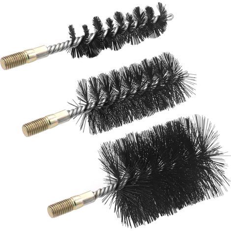 Lot de 3 brosses pour Tuyau de poêle en Fil d'acier, 30/50/80 mm, Brosse de chaudière, Brosse de cheminée, brosses pour Nettoyer Les cheminées, chaudières, Pipelines（12mm） (1/5)
