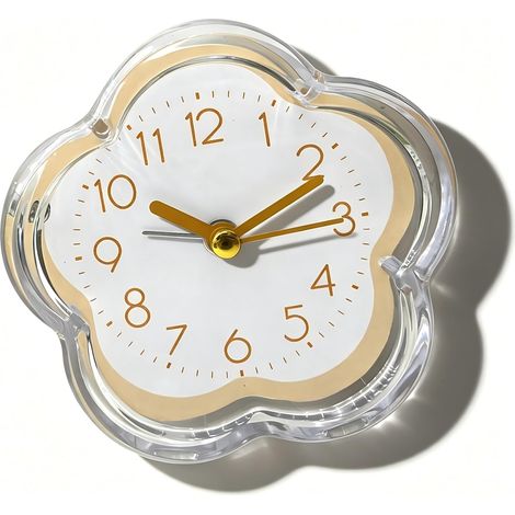 Réveil petit réveil de bureau rétro à piles en forme de fleur réveil de chevet silencieux sans tic tac adorable petit réveil de (1/5)
