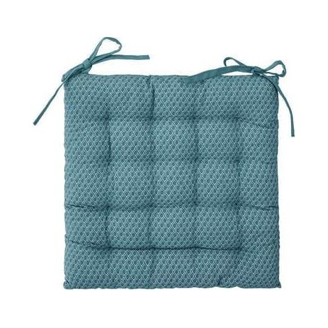 Cuscino quadrato per sedia, 38 cm, blu, in cotone. (1/4)