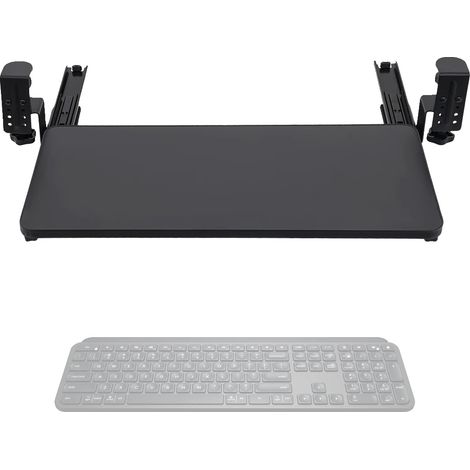 Cajón para teclado, abrazadera en C ajustable, diseño robusto, negro. (1/2)