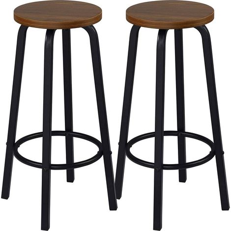 WOLTU Barhocker 2er-Set Bistrohocker Tresenhocker Barstuhl aus MDF & Metall, runde Sitzfläche, Dunkelbuche (1/5)