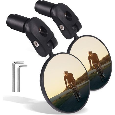 Fahrradspiegel (2er-Set) - Lenkerendenspiegel - Leichter Spiegel - Sicherheitsspiegel für Mountainbikes und Rennräder (1/5)