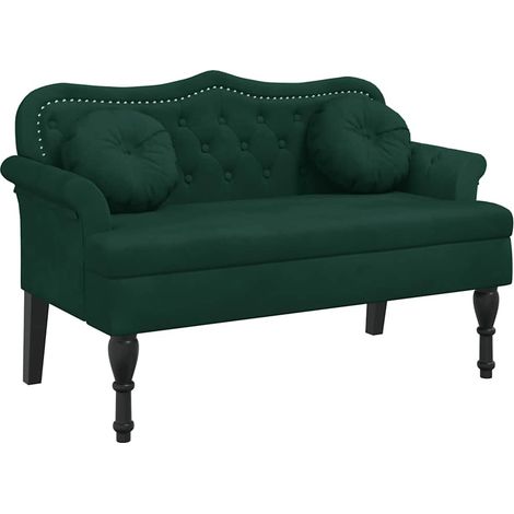 vidaXL Banco con cojines Terciopelo Verde Oscuro 120,5x65x75 cm (1/2)