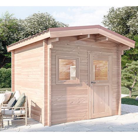 CHALET DE JARDIN RIVOIRE 8M² - BOIS DOUGLAS 55MM - PORTE & FENETRE BOIS - TOITURE ACIER (1/5)