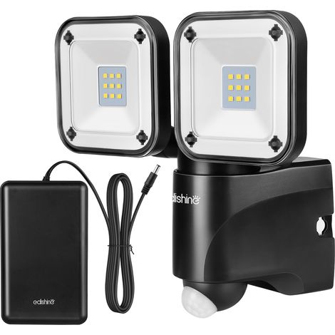 EDISHINE Projecteur LED extérieur IP44, détecteur de mouvement, 800LM, 2 lampes rotatives, noir (1/5)