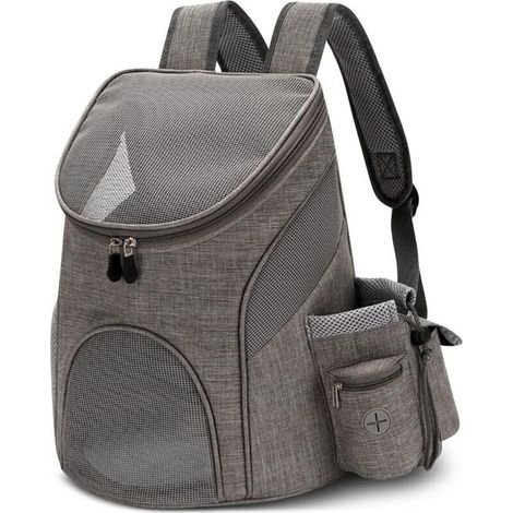 Katzenrucksack, Tragetasche für Hunde und kleine Tiere, zum Wandern, Reisen, Zug, Auto, Restaurant, faltbar, tragbar, Haustier-Rucksack, bis zu 12 kg, Grau (1/4)