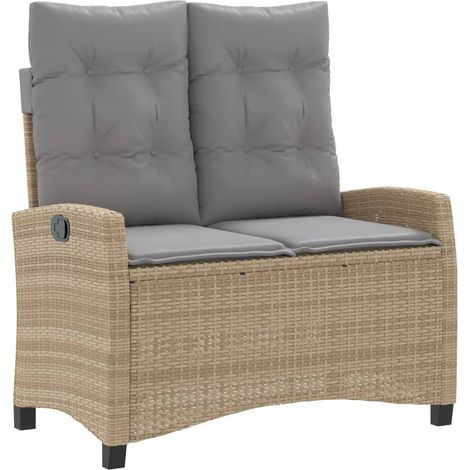 Banc inclinable de jardin,Banquette de jardin,Chaise avec coussins beige résine tressée CFW87834 (1/5)