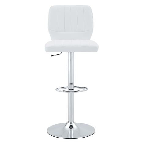 Barhocker höhenverstellbar 62-83cm, 360° drehbarer Barstuhl mit Rückenlehne & Fußstütze, Ergonomischer Küchenhocker aus weißem Kunstleder, belastbar bis 136kg, Chrom-Finish