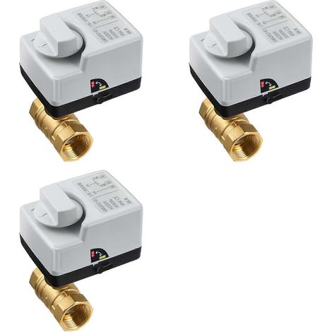Vanne à bille électrique en laiton DN20 à 2 voies, 220 V CA, avec interrupteur manuel et actionneur électrique à double commande à 3 fils. (1/5)