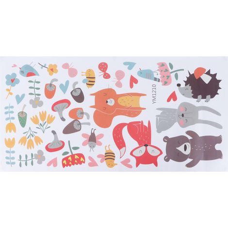Autocollants muraux forêt animaux fête, adhésifs PVC créatifs pour décoration maison et rénovation intérieure. (1/5)