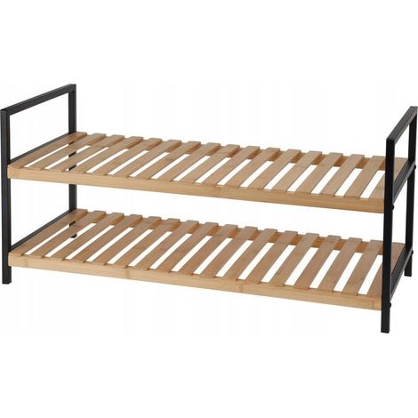 Storage Solutions Estantería para zapatos moderna negra bambú metal