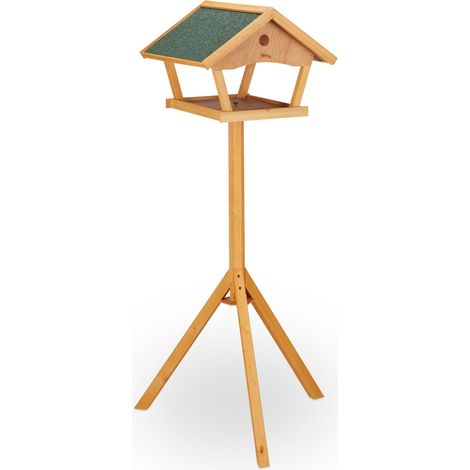 Mangiatoia per uccelli da giardino XXL con supporto facile da riempire utilizzo pratico design naturale in legno marrone 130009803