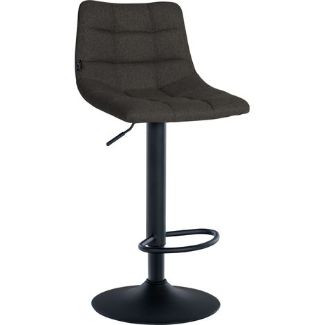 Sgabello da bar moderno x1 in tessuto trapuntato grigio scuro con base a tromba in metallo nero 100005644
