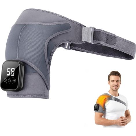 Masseur Épaules Chauffant Sans Fil avec Minuteur, 3 Chauffage et Vibration  Écran Tactile et Batterie 2500 mAh, Attelle Épaule Gauche/Droite Pour Attelle ÉpauleUnisexe, Gris (1/5)