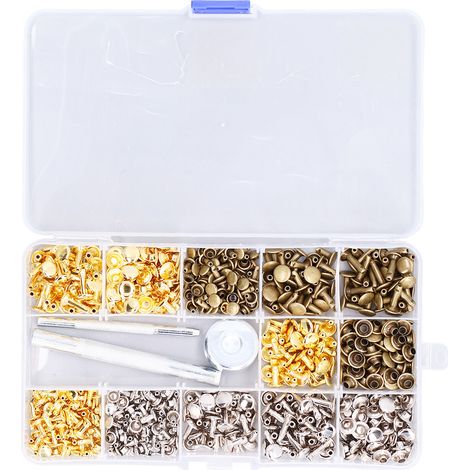 300 pièces de rivets à double capuchon en cuivre sans nickel, outil de perçage pour cuir avec pince à poinçonner (1/5)