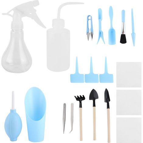 19 pièces Outils de Jardinage pour Plantes Succulentes, Transplantation et Soin des Petites Plantes d'Intérieur Bleu (1/5)