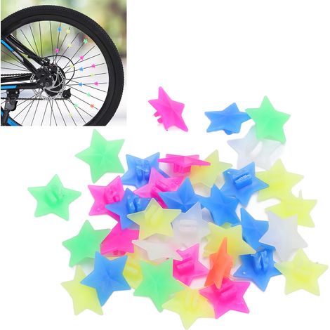 36 pièces Perles Colorées pour Rayons de Vélo Enfant, Décorations Amusantes en Forme d'Étoile à Cinq Branches, Accessoires de Personnalisation pour Bicyclette