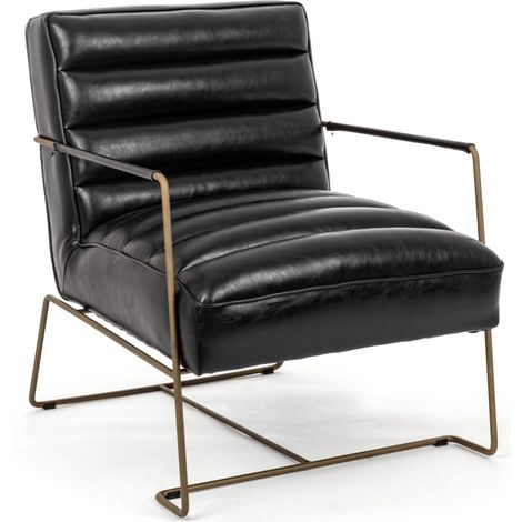 Fauteuil en simili cuir noir et pieds en acier Brina (1/5)