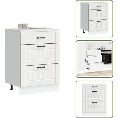 The Living Store Mueble bajo de cocina Lucca madera de ingeniería blanca - Almacenamiento bajo cocina
