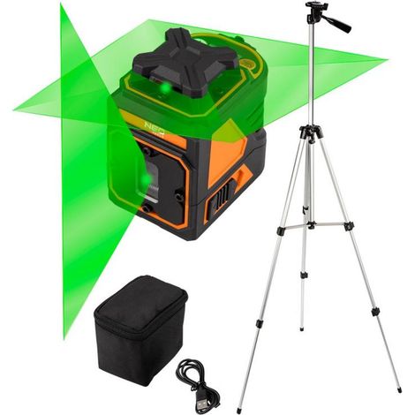 Láser plano de 30 m, 5 líneas, estuche + trípode de 1,5 m