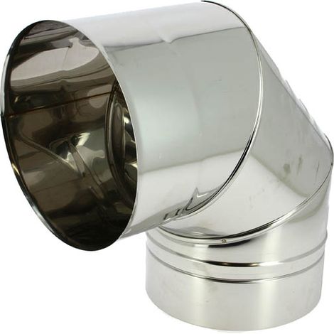 TEN – Coude inox 304 90° Ø200 – Raccord 3 parties pour tubage gaz, fuel et bois – Installation facile avec emboîtement 6 cm (1/2)