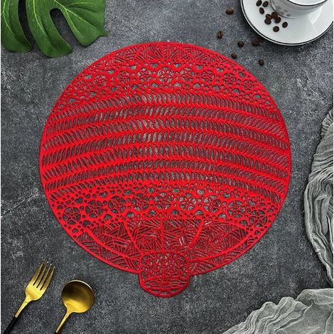 Placemat - PVC Creux Ronde - Style Nordique - Anti-Brûlure - Isolant - Imperméable - Antidérapant - Pour Assiettes et Bols - 2 Pièces (1/2)
