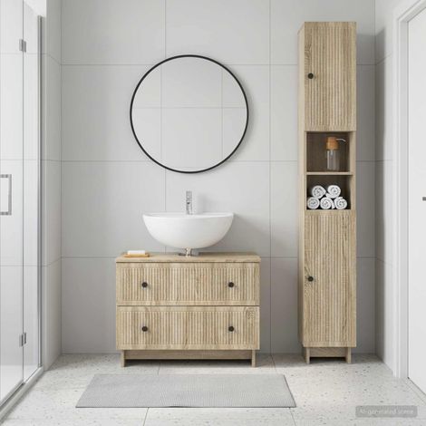 vidaXL 2 Piece Bathroom Cabinet Set EDE Sonoma Oak Engineered Wood (1/5)