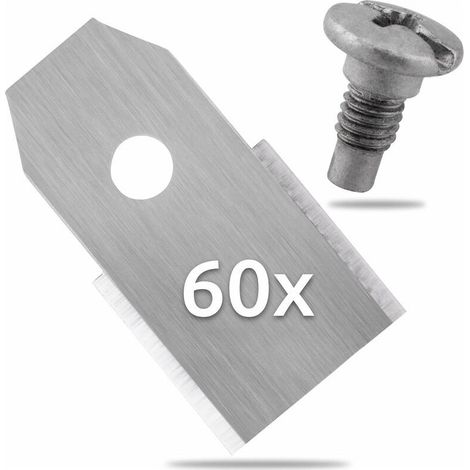 60x Lames de Rechange en Acier Inoxydable Compatible avec Husqvarna Gardena McCulloch Rob Flymo Yardforce Matrix Grizzly Brast - Comprend des vis (1/5)