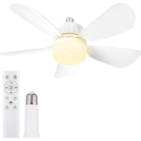 50-cm-Steckdosenventilator mit E27-Sockel, LED-Licht-Steckdosenventilator für Bad, Küche, Schlafzimmer und Garage, 1 Stück (1/4)