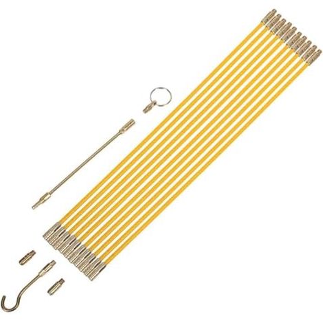 Kit de tirage câbles Perche électrique pour attraper,Tiges en Fibre Verre le Tirage - Goulotte Électrique, Passages Câbles, Bâtiment, Intérieur et Extérieur 45 cm