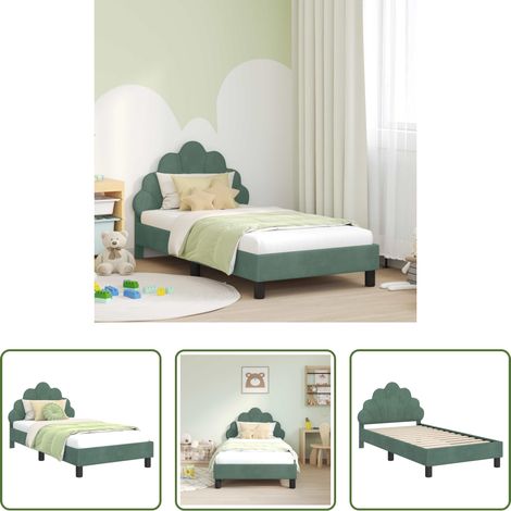 Lit vert mer -  Cadre de lit pour enfants avec tête de lit Vert Mer 80 x 160 cm (1/5)