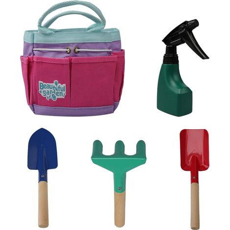 5 PCS Flower Pot Tool Tote Bag Set Watering Can Shovel Rake with Bag Garden Toys for Kids