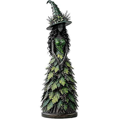 Décoration de sorcière à collectionner pour Halloween, statue de sorcière magique peinte à la main, figurine de sorcière automnale à poser sur une table, ornement d'automne pour une ambiance automnale (1/5)